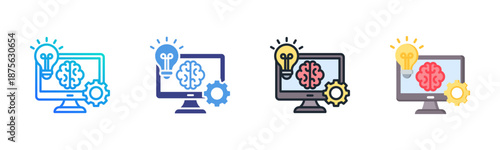 Machine Learning icon set multiple style collection