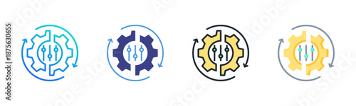 Integration icon set multiple style collection