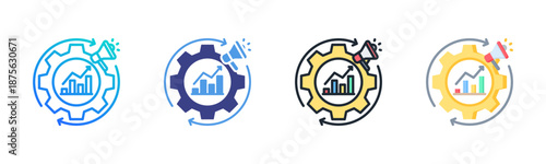 Marketing Automation icon set multiple style collection