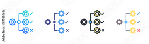 Process icon set multiple style collection