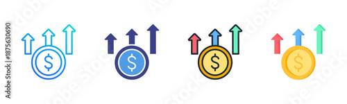 Revenue icon set multiple style collection