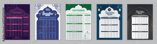 Ramadan Calendar Design Template. Islamic Calendar and Sehri Ifter time Schedule. Ramadan Kareem Flyer Design