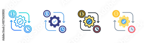 Efficiency icon set multiple style collection