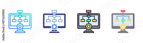 Algorithm icon set multiple style collection