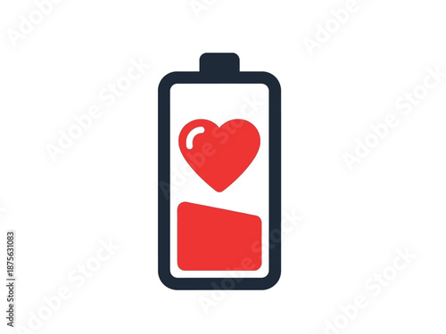 Heart battery symbol representing love and energy levels.
