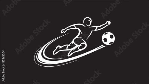 Dynamic soccer player kicking ball