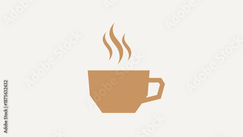 Stylized Coffee Cup Icon with Rising Steam Illustration.