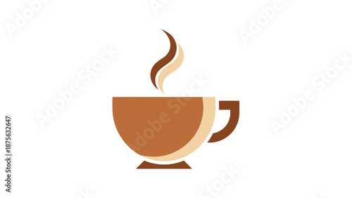 Stylized Coffee Cup Illustration with Rising Steam.