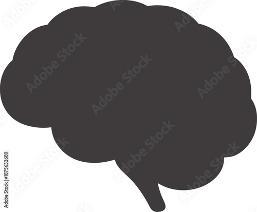 Minimal Dark Gray Human Brain Icon Vector