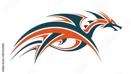 Stylized Dragon Illustration with Bold Lines and Contrasting Colors.