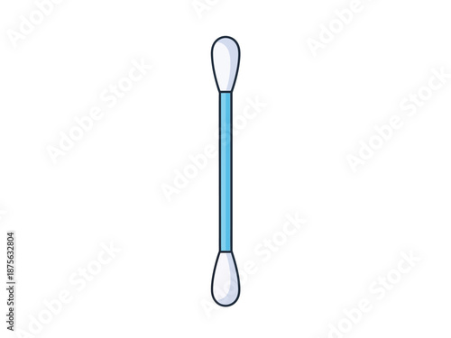 Simple Blue Cotton Swab Isolated on White Background.