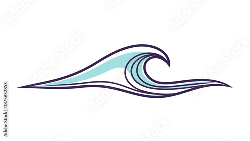 Stylized Ocean Wave Illustration with Blue Accents and Dark Outlines.
