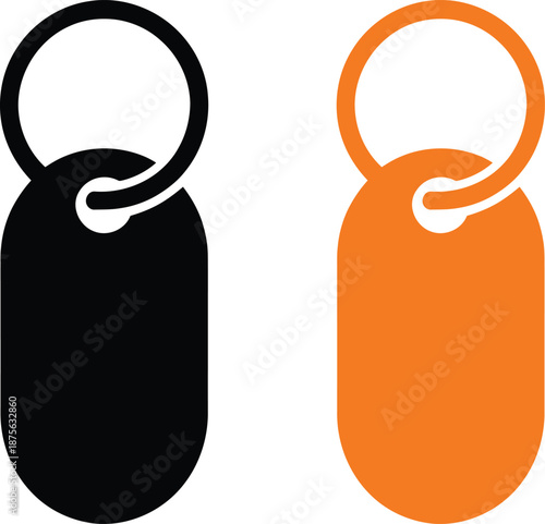 Minimal Keychain Tag Icon Set in Black and Orange