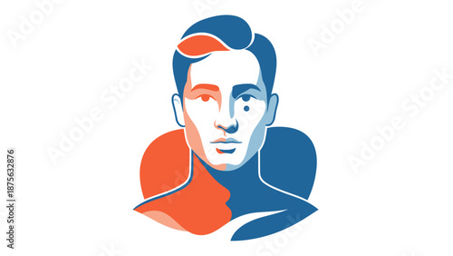 Stylized Portrait of a Man with Contrasting Colors and Modern Design.