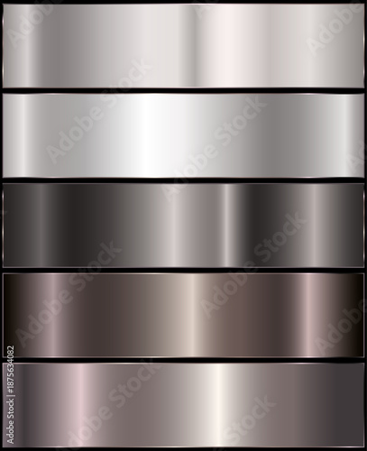 Silver gradients collection. metallic silver.Premium silver gradient swatch palette set