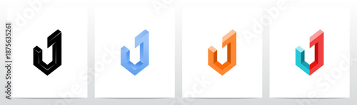 Corner Angle Three-Dimensional Block Letter Initial Logo Design J