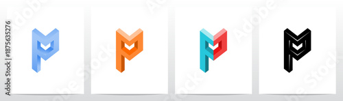 Corner Angle Three-Dimensional Block Letter Initial Logo Design P