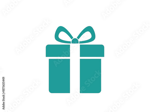 Teal Gift Box Icon with Ribbon Bow.