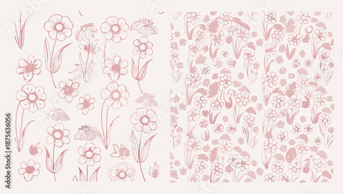 pink background with flowers