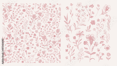 pink background with flowers