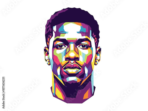 Vibrant Pop Art Portrait of a Young Mans Face.