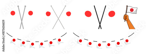 Learning to write japanese character with stroke order and flag