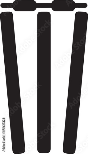 A black icon of three prongs or tines on a white background