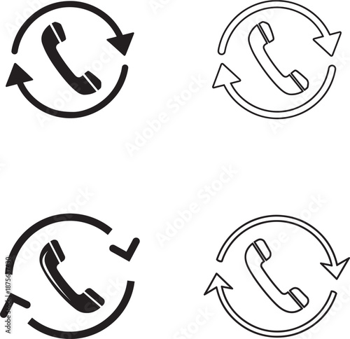 Telephone icons with circular arrows indicating continuous calling or communication