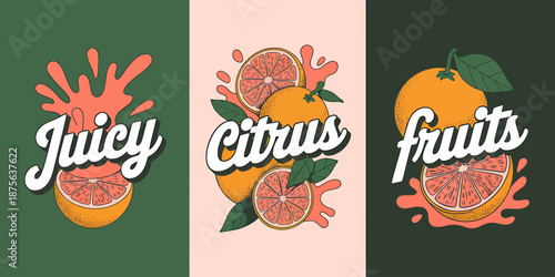 Vibrant Citrus Illustrations Juicy Fruits Design Elements