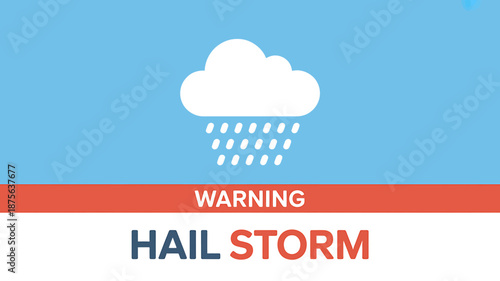 Hail Storm Warning Graphic with Cloud and Rain Drops