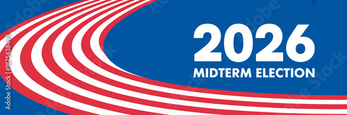 2026 Midterm Election Banner Design with Red Waves