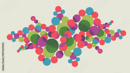 Vibrant abstract halftone pattern design featuring colorful shapes and dots in a digital artwork