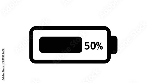 Battery Icon Showing Fifty Percent Charge.