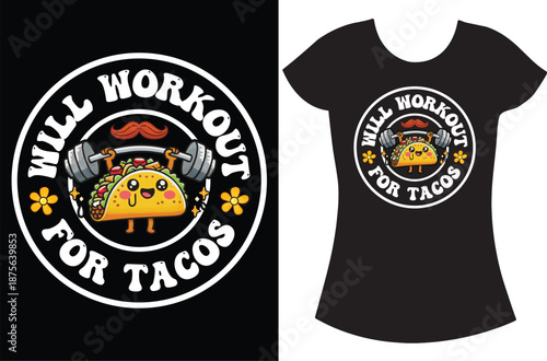 Cute Tacos Retro vintage Typography t shirt design