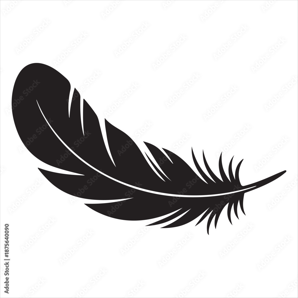 Obraz premium A black feather on a white background