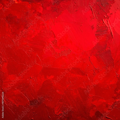 A vibrant red painting featuring dynamic black and white lines that create an abstract design, evoking energy and movement throughout the canvas.