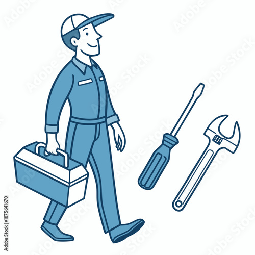 Handyman carrying tools