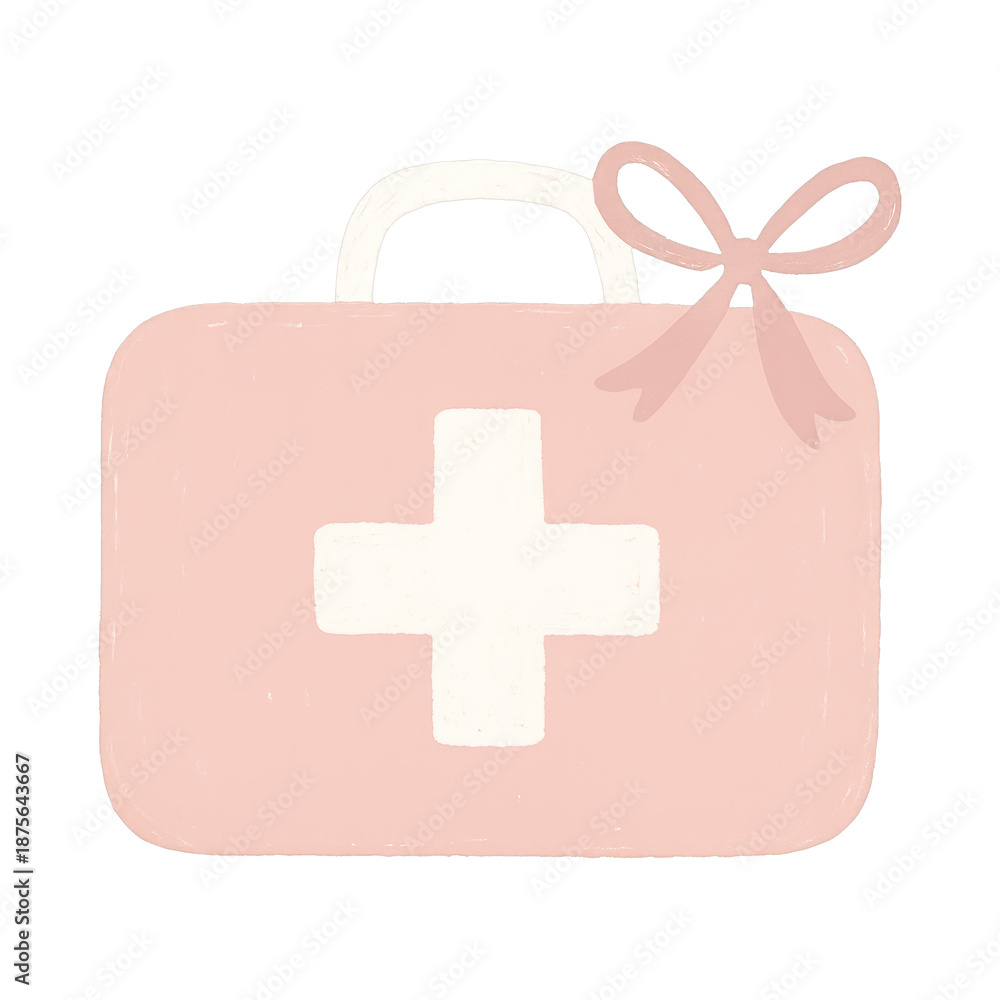 Fototapeta premium PNG Pink first aid kit illustration.
