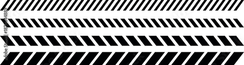 Slash line border. Diagonal parallel lines divider strip. Tilt strip geometric abstract border. Slash divider. Vector illustration isolated on white background.