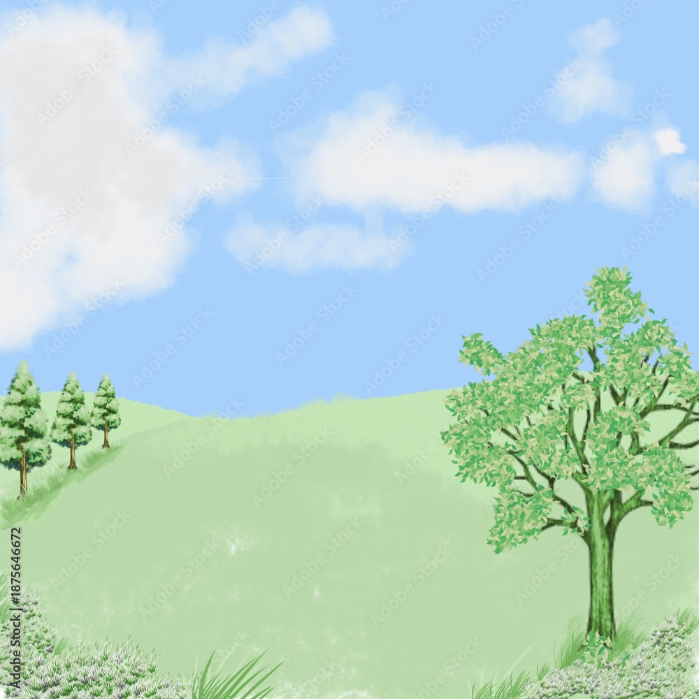 Fototapeta premium green hills and clear sky