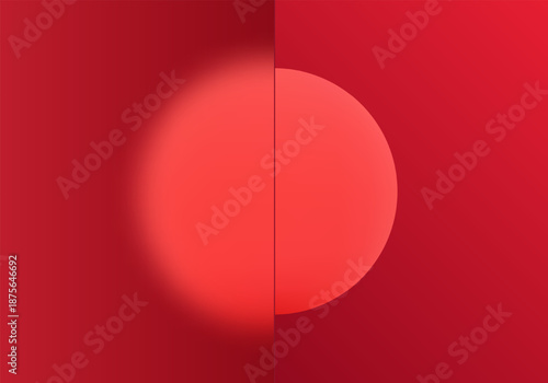 Abstract red background with frosted glass and floating spheres. Eps 10