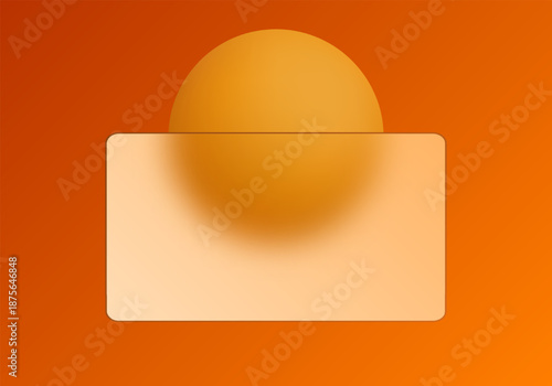 Modern abstract composition with large orange sphere and frosted glass effect. Eps 10