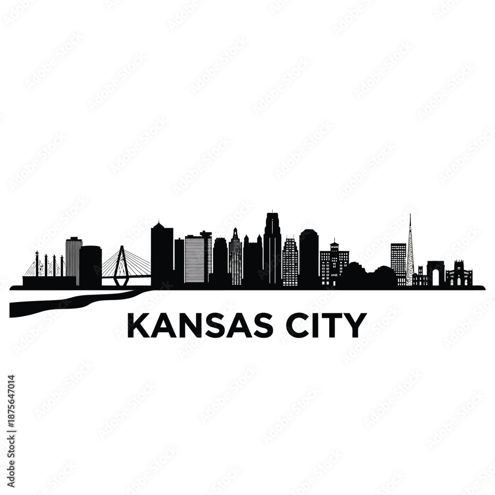 Fototapeta premium kansas city skyline with bridge and buildings