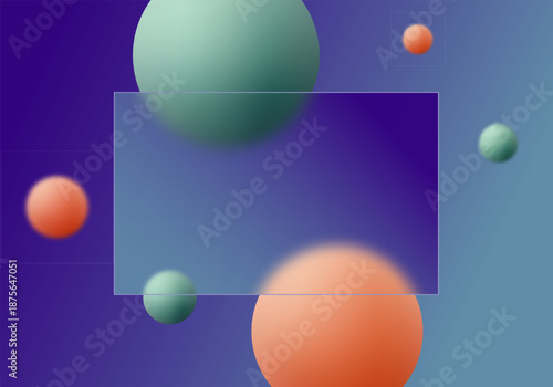Elegant digital composition with a frosted glass effect and volumetric geometric shapes. Eps 10