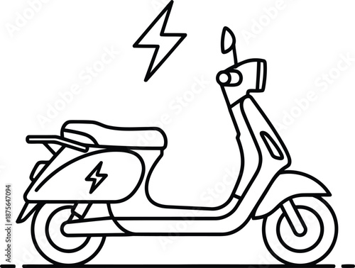 Electric scooter line art illustration