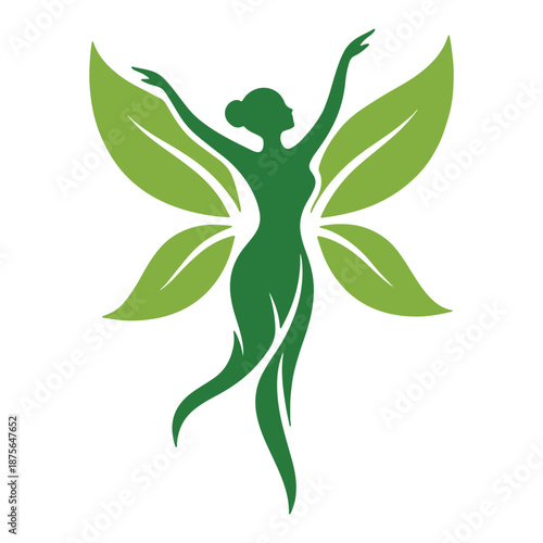 Green fairy with leaf wings