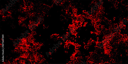 Abstract Watercolor red and black grunge background painting. Dark grunge textured red concrete wall background. Red color powder explosion isolated on black background.  Trendy living coral color tex