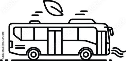 Eco-friendly bus line art illustration