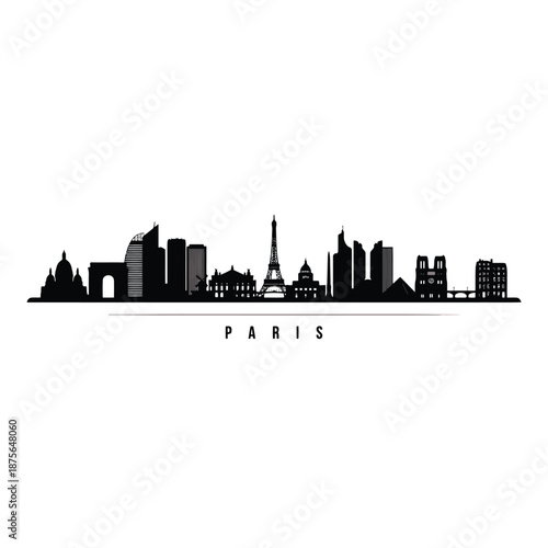 paris cityscape with eiffel tower and buildings silhouette