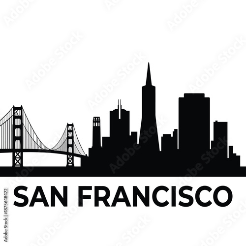 san francisco city skyline with golden gate bridge